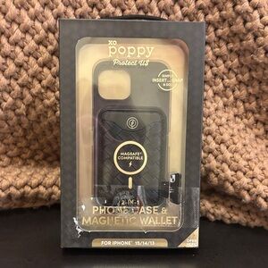 poppy 2-in-1 Black MagSafe-Compatible Phone Case with Magnetic Wallet